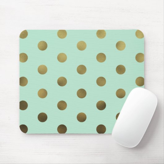 Mint Glam Faux Gold Polka Dots Modern Mousepad Muismat (Met muis)
