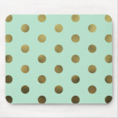 Mint Glam Faux Gold Polka Dots Modern Mousepad Muismat (Voorkant)