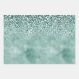 Mint Glam Glitter Inpakpapier Vel