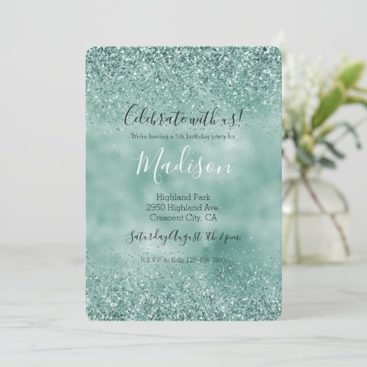 Mint Glam Glitter Kaart (Staand voorkant)