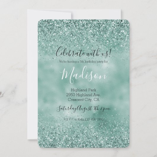 Mint Glam Glitter Kaart (Voorkant)