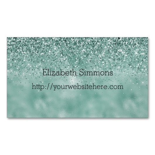 Mint Glam Glitz Glitter Magnetisch Visitekaartje (Voorkant)