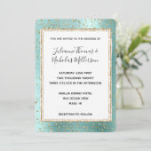 Mint Glam Gold Sparkle Confetti Wedding Kaart (Staand voorkant)