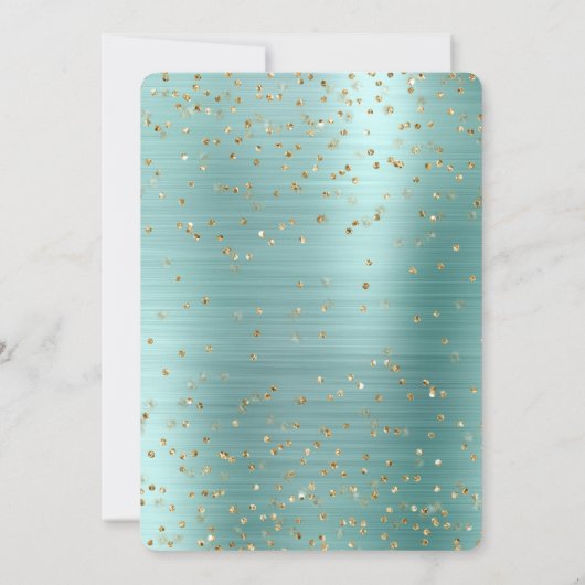 Mint Glam Gold Sparkle Confetti Wedding Kaart (Achterkant)
