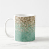 Mint Glam Gold Sparkle Glitter Koffiemok (Links)