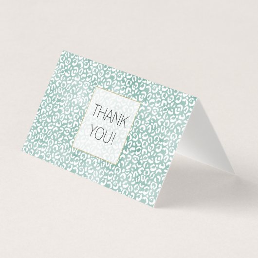 Mint Glam Leopard Print Dank u Kaart (Voorkant)