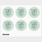 Mint Glitter Anker Stripes Gepersonaliseerd adres Ronde Sticker (Vel)