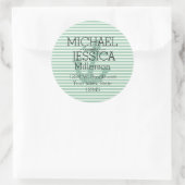 Mint Glitter Anker Stripes Gepersonaliseerd adres Ronde Sticker (Tas)