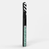 MINT GLITTER BLACK CHEVRON MONOGRAMMED Case-Mate iPhone CASE (Achterkant/rechts)