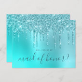 Mint glitter-druppels zullen mijn eerwets zijn uitnodiging briefkaart (Voorkant / Achterkant)