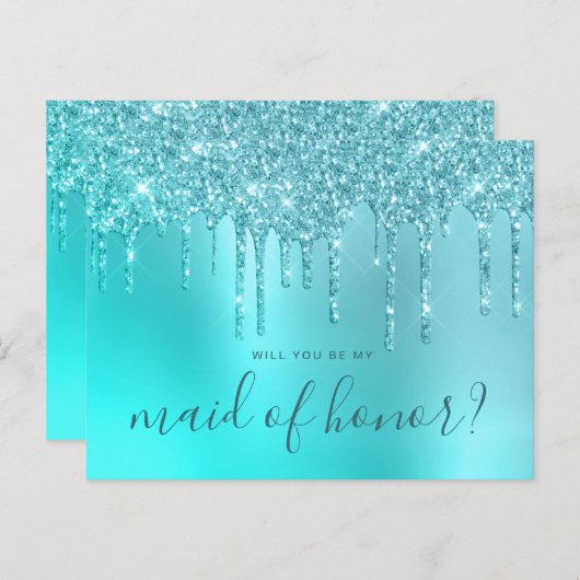 Mint glitter-druppels zullen mijn eerwets zijn uitnodiging briefkaart (Voorkant / Achterkant)