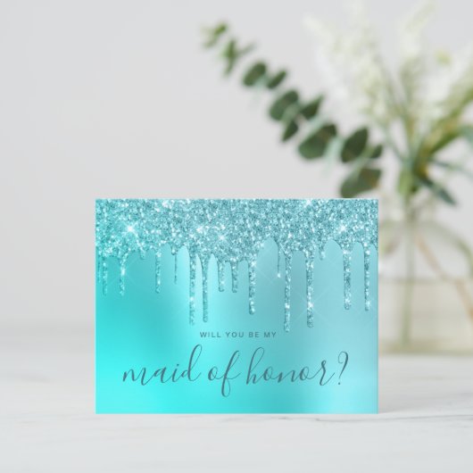 Mint glitter-druppels zullen mijn eerwets zijn uitnodiging briefkaart (Staand voorkant)