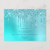 Mint glitter-druppels zullen mijn matron zijn. uitnodiging briefkaart (Achterkant)