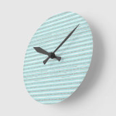 Mint Glitter Effect Stripe Patroon Ronde Klok (Hoek)