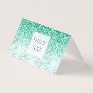 Mint Glitter Glam Leopard Print Dank u Kaart