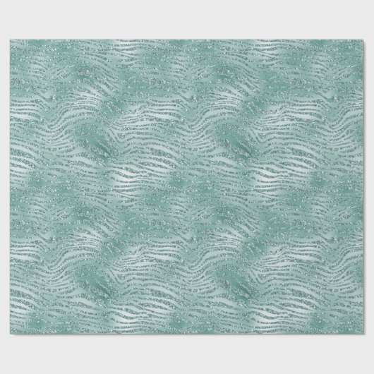 Mint Glitter Glitzy Sparkle Zebra Print Cadeaupapier (Vlak)