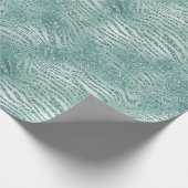 Mint Glitter Glitzy Sparkle Zebra Print Cadeaupapier (Hoek)