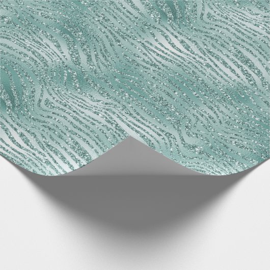 Mint Glitter Glitzy Sparkle Zebra Print Cadeaupapier (Hoek)