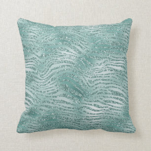 Mint Glitter Glitzy Sparkle Zebra Print Kussen
