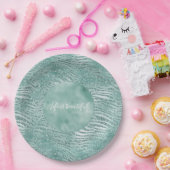 Mint Glitter Glitzy Sparkle Zebra Print Papieren Bordje (Feest)