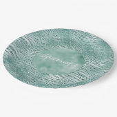 Mint Glitter Glitzy Sparkle Zebra Print Papieren Bordje (Gekanteld)