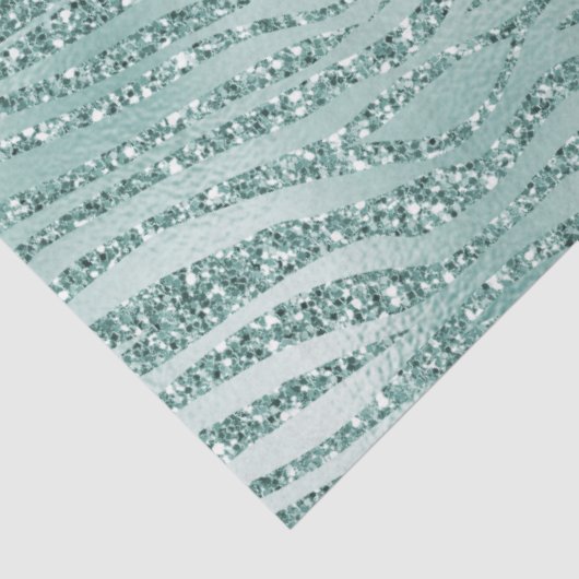 Mint Glitter Glitzy Sparkle Zebra Print Tissuepapier (Detail)