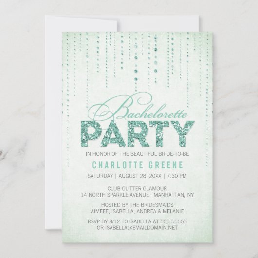 Mint Glitter Kijk Bachelorette Kaart (Voorkant)