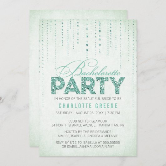 Mint Glitter Kijk Bachelorette Kaart (Voorkant / Achterkant)