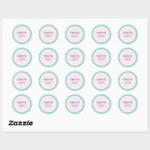 Mint Glitter & Lichtroze Dank u ronde Stickers (Vel)