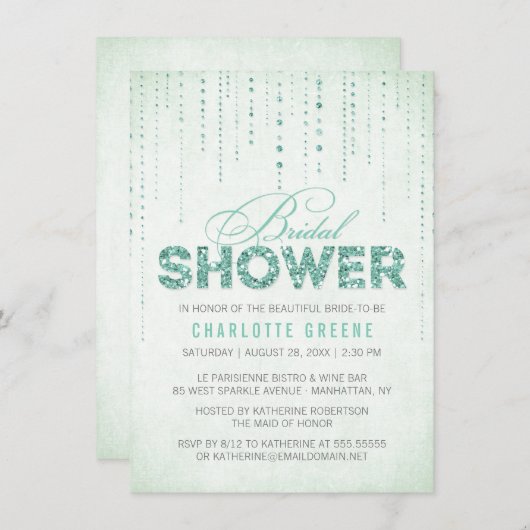 Mint Glitter look Vrijgezellenfeest -4,5 x 6,25 in Kaart (Voorkant / Achterkant)