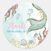 Mint Glitter Mermaid tail Thank You Ronde Sticker (Voorkant)