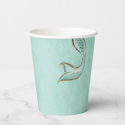 Mint Glitter Mermaid tail under the sea  Papieren Bekers (Achterkant)