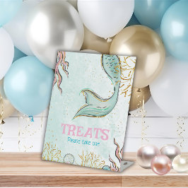 Mint Glitter Mermaid tail under the sea Treats Reclamebord Met Voetstuk