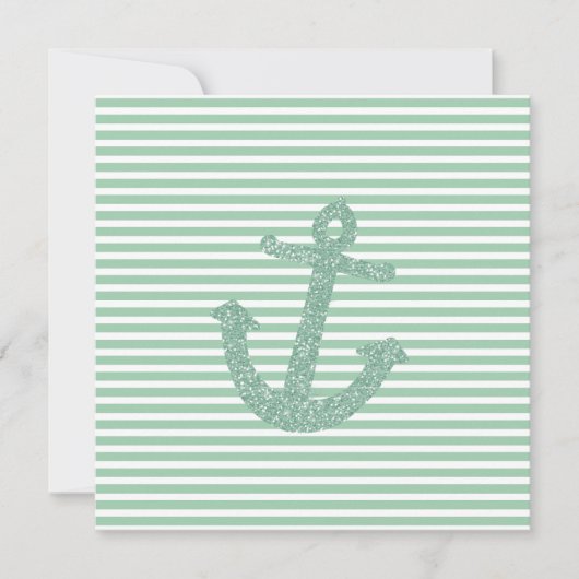 Mint Glitter Nautisch Anker Kaart (Voorkant)