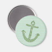 Mint Glitter Nautisch Anker Magneet (Voorkant / Achterkant)