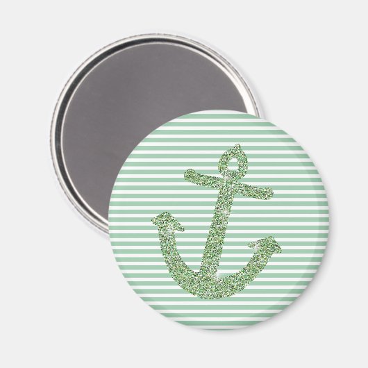 Mint Glitter Nautisch Anker Magneet (Voorkant / Achterkant)