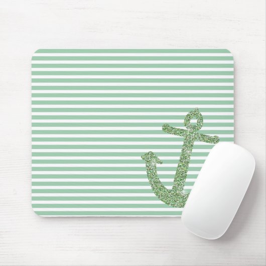 Mint Glitter Nautisch Anker Muismat (Met muis)