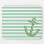 Mint Glitter Nautisch Anker Muismat (Voorkant)