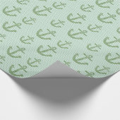Mint Glitter Nautisch Anker Verjaardag Cadeaupapier (Hoek)