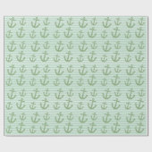 Mint Glitter Nautisch Anker Verjaardag Cadeaupapier (Vlak)