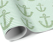 Mint Glitter Nautisch Anker Verjaardag Cadeaupapier (Rol Hoek)