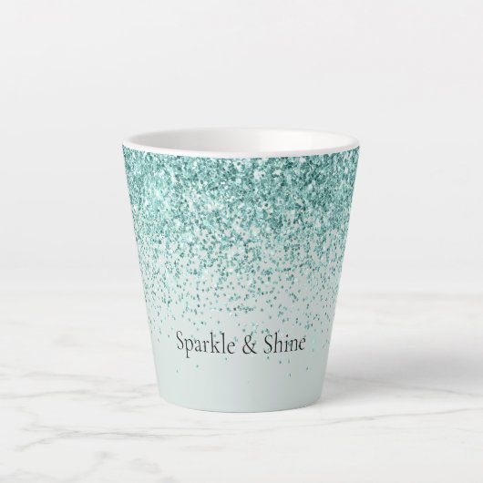 Mint Glitter Sparkle Latte Mok (Voorkant)