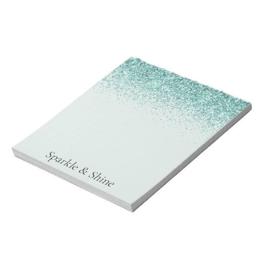 Mint Glitter Sparkle Notitieblok (Linkerzijde)