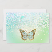 Mint glitter vlinder Verjaardag Uitnodiging (Achterkant)