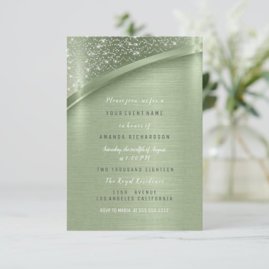 Mint Glitter Vrijgezellenfeest Verjaardag Sweet 16 Kaart (Staand voorkant)