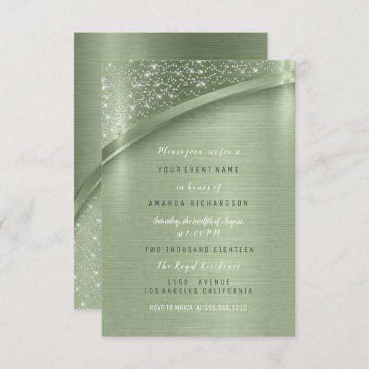 Mint Glitter Vrijgezellenfeest Verjaardag Sweet 16 Kaart (Voorkant / Achterkant)