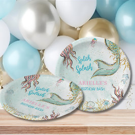 Mint Glitter Zeemeerminnenstaart onder de zee  Papieren Bordje