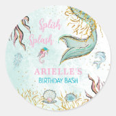 Mint Glitter Zeemeerminstaart onder de zee Ronde Sticker (Voorkant)