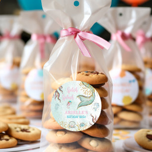 Mint Glitter Zeemeerminstaart onder de zee  Ronde Sticker