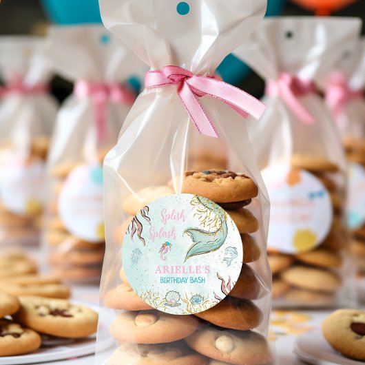 Mint Glitter Zeemeerminstaart onder de zee Ronde Sticker
